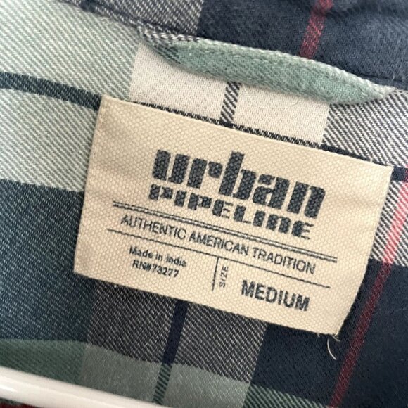 Urban Pipeline green blue white button down cotton shirt medium top comfortable - Picture 3 of 5